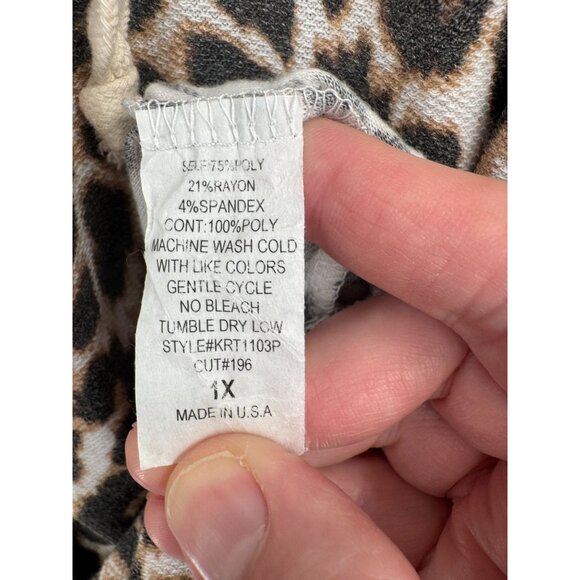 Jade by Jane Animal‎ Print Fuzzy Sleeve Oversized Hoodie Women's Size 1X Brown - Picture 8 of 10